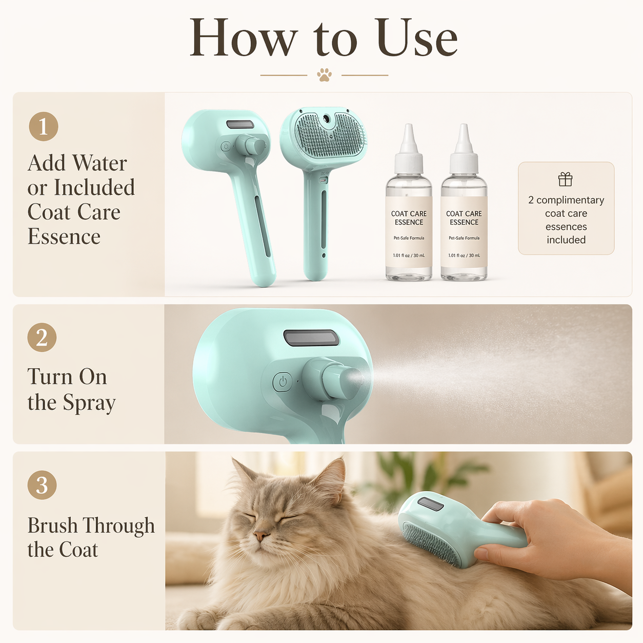 Self-Cleaning Pet Grooming Brush for Less Loose Fur & Easier Daily Grooming-ASS1