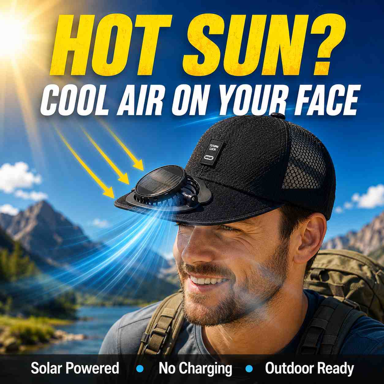 Solar Fan Baseball Cap – Detachable Cooling Fan, Breathable Mesh, No Charging Needed-ASS1