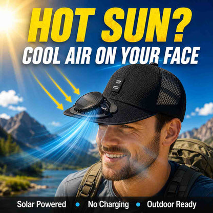 Solar Fan Baseball Cap – Detachable Cooling Fan, Breathable Mesh, No Charging Needed-ASS1