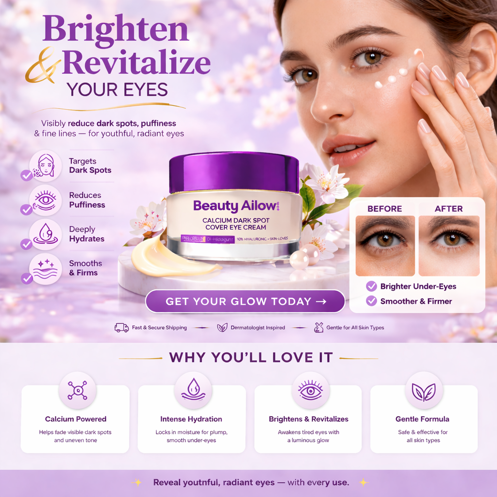 Beauty Ailow Brightening Eye Cream for Dark Circles & Puffiness with Hyaluronic Acid — Lightweight Daily Under Eye Cream-YFL