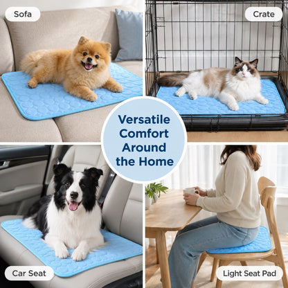 NO-GEL ICE-SILKCOOLING MAT FORDOGS & CATS -SOFT,MACHINE WASHABLECOMFORT PAD-ASSI