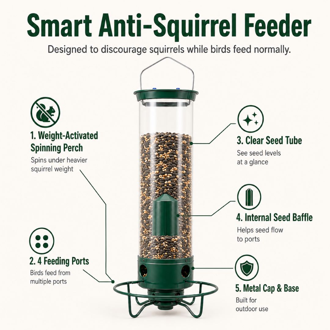 Weight-Activated Spinning Bird Feeder | Helps Deter Squirrels & Save Bird Seed-ASS1