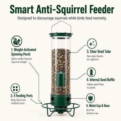 Weight-Activated Spinning Bird Feeder | Helps Deter Squirrels & Save Bird Seed-ASS1
