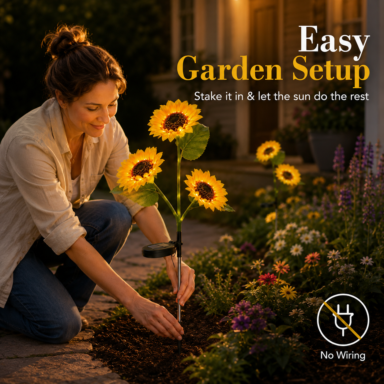 ☀️🌻Solar Sunflower Garden Lights–IP65 Waterproof Outdoor Stake Lights🌙🌧️-YFL