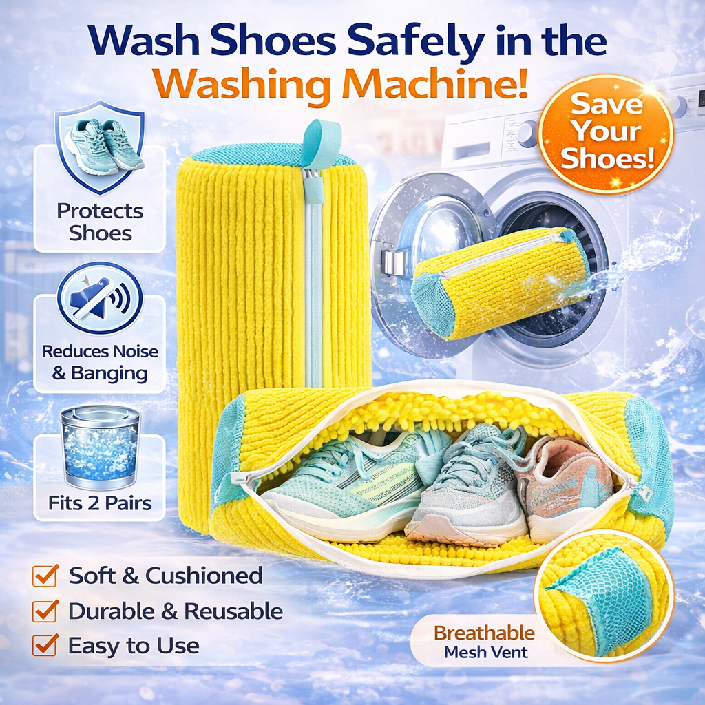 Shoe Washing Bag for Washing Machine – Reusable Sneaker Laundry Bag with 360° Cushion Cleaning & Hidden Zipper-YFL