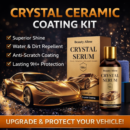 Crystal Ceramic Coating Kit for Cars – High Gloss Hydrophobic Paint Protectant with Towel & Applicator-ASS1
