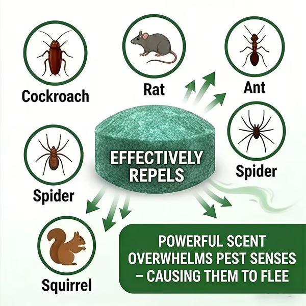 Mighty Natural Peppermint Rodent Repellent Tablets | 90-Day Pest Protection – Safe & Mess-Free 🐭💪-QDL